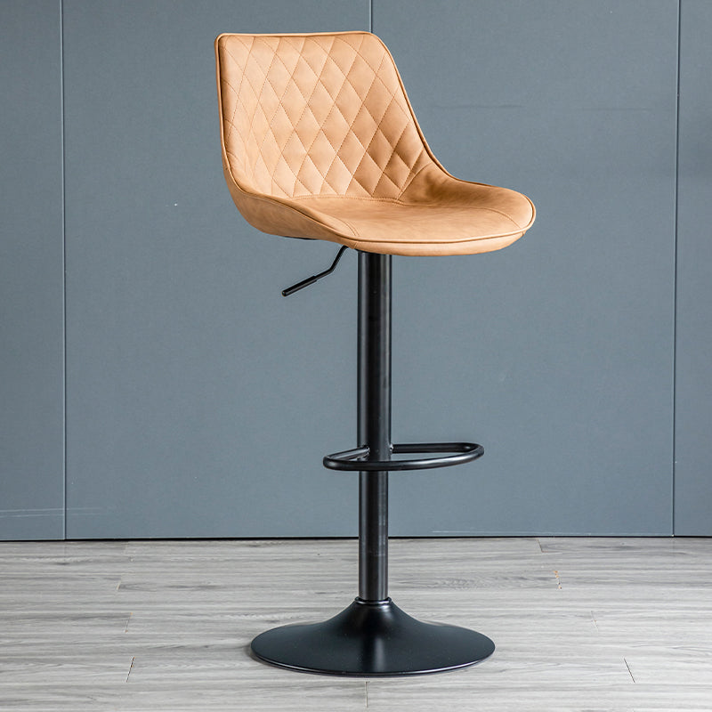 Modern Adjustable Height Bar Stool Swivel Leather Low Back Counter Stool Brown Black 1 Piece Clearhalo 'Bar Furniture' 'Bar Stools' 'bar_stools' 'furn' 'furn_bar_stools' 'furniture_bar_stools' 'Kitchen & Dining Furniture' 'kitchen&dining_furn' 'kitchen' 'kitchen_furn' Furniture' 4250736