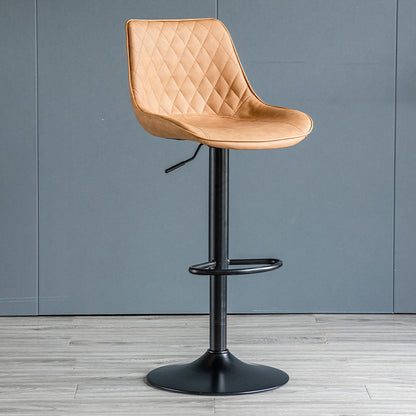 Modern Adjustable Height Bar Stool Swivel Leather Low Back Counter Stool Brown Black 1 Piece Clearhalo 'Bar Furniture' 'Bar Stools' 'bar_stools' 'furn' 'furn_bar_stools' 'furniture_bar_stools' 'Kitchen & Dining Furniture' 'kitchen&dining_furn' 'kitchen' 'kitchen_furn' Furniture' 4250736