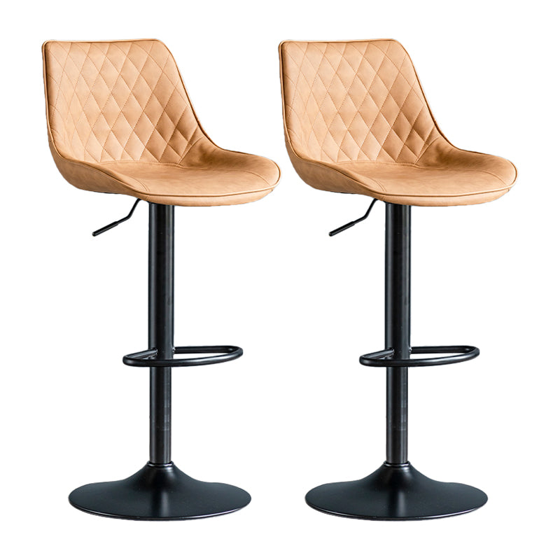 Modern Adjustable Height Bar Stool Swivel Leather Low Back Counter Stool Brown Black 2 Piece Set Clearhalo 'Bar Furniture' 'Bar Stools' 'bar_stools' 'furn' 'furn_bar_stools' 'furniture_bar_stools' 'Kitchen & Dining Furniture' 'kitchen&dining_furn' 'kitchen' 'kitchen_furn' Furniture' 4250737