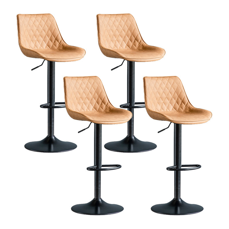 Modern Adjustable Height Bar Stool Swivel Leather Low Back Counter Stool Brown Black 4 Piece Set Clearhalo 'Bar Furniture' 'Bar Stools' 'bar_stools' 'furn' 'furn_bar_stools' 'furniture_bar_stools' 'Kitchen & Dining Furniture' 'kitchen&dining_furn' 'kitchen' 'kitchen_furn' Furniture' 4250738