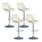 Modern Adjustable Height Bar Stool Swivel Leather Low Back Counter Stool Off-White Silver 4 Piece Set Clearhalo 'Bar Furniture' 'Bar Stools' 'bar_stools' 'furn' 'furn_bar_stools' 'furniture_bar_stools' 'Kitchen & Dining Furniture' 'kitchen&dining_furn' 'kitchen' 'kitchen_furn' Furniture' 4250741