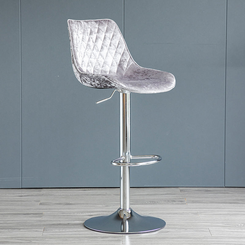 Modern Adjustable Height Bar Stool Swivel Leather Low Back Counter Stool Silver Gray Silver 1 Piece Clearhalo 'Bar Furniture' 'Bar Stools' 'bar_stools' 'furn' 'furn_bar_stools' 'furniture_bar_stools' 'Kitchen & Dining Furniture' 'kitchen&dining_furn' 'kitchen' 'kitchen_furn' Furniture' 4250742