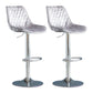 Modern Adjustable Height Bar Stool Swivel Leather Low Back Counter Stool Silver Gray Silver 2 Piece Set Clearhalo 'Bar Furniture' 'Bar Stools' 'bar_stools' 'furn' 'furn_bar_stools' 'furniture_bar_stools' 'Kitchen & Dining Furniture' 'kitchen&dining_furn' 'kitchen' 'kitchen_furn' Furniture' 4250743