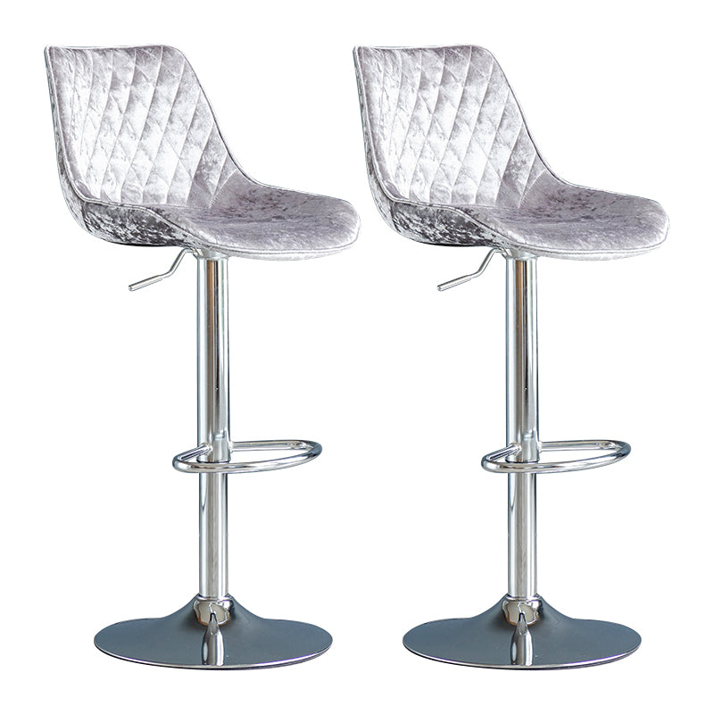 Modern Adjustable Height Bar Stool Swivel Leather Low Back Counter Stool Silver Gray Silver 2 Piece Set Clearhalo 'Bar Furniture' 'Bar Stools' 'bar_stools' 'furn' 'furn_bar_stools' 'furniture_bar_stools' 'Kitchen & Dining Furniture' 'kitchen&dining_furn' 'kitchen' 'kitchen_furn' Furniture' 4250743