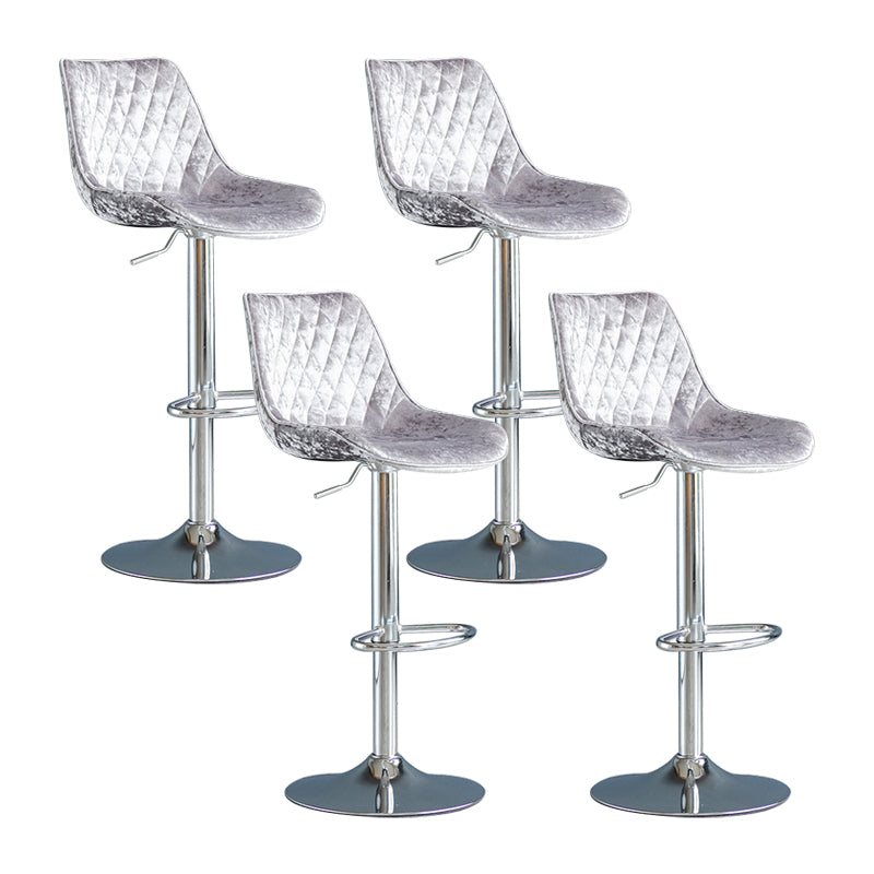 Modern Adjustable Height Bar Stool Swivel Leather Low Back Counter Stool Silver Gray Silver 4 Piece Set Clearhalo 'Bar Furniture' 'Bar Stools' 'bar_stools' 'furn' 'furn_bar_stools' 'furniture_bar_stools' 'Kitchen & Dining Furniture' 'kitchen&dining_furn' 'kitchen' 'kitchen_furn' Furniture' 4250744