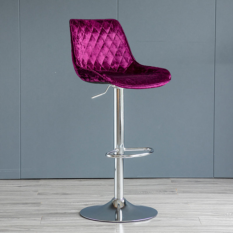 Modern Adjustable Height Bar Stool Swivel Leather Low Back Counter Stool Purple Silver 1 Piece Clearhalo 'Bar Furniture' 'Bar Stools' 'bar_stools' 'furn' 'furn_bar_stools' 'furniture_bar_stools' 'Kitchen & Dining Furniture' 'kitchen&dining_furn' 'kitchen' 'kitchen_furn' Furniture' 4250745