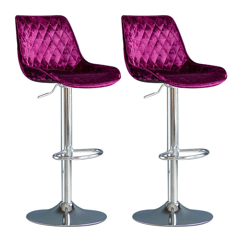 Modern Adjustable Height Bar Stool Swivel Leather Low Back Counter Stool Purple Silver 2 Piece Set Clearhalo 'Bar Furniture' 'Bar Stools' 'bar_stools' 'furn' 'furn_bar_stools' 'furniture_bar_stools' 'Kitchen & Dining Furniture' 'kitchen&dining_furn' 'kitchen' 'kitchen_furn' Furniture' 4250746