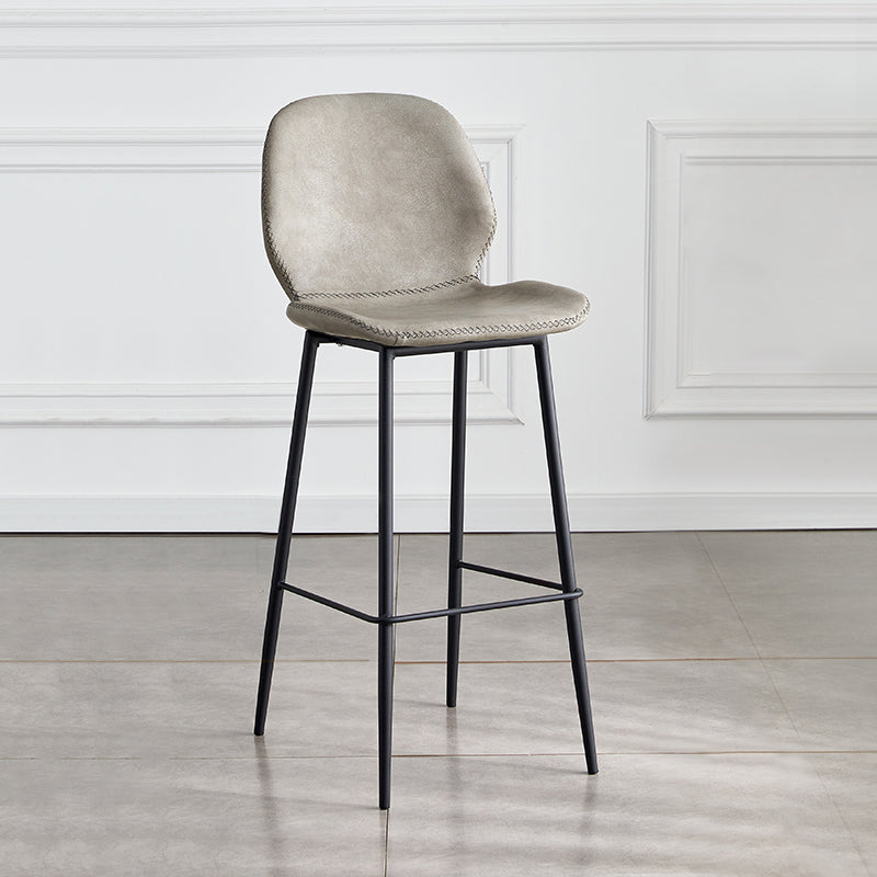 Indoor Modern Leather Bar Stool Low Back Arm-less Counter Stool with Steel Legs Light Gray Bar Stool(30"H) Clearhalo 'Bar Furniture' 'Bar Stools' 'bar_stools' 'furn' 'furn_bar_stools' 'furniture_bar_stools' 'Kitchen & Dining Furniture' 'kitchen&dining_furn' 'kitchen' 'kitchen_furn' Furniture' 4250750
