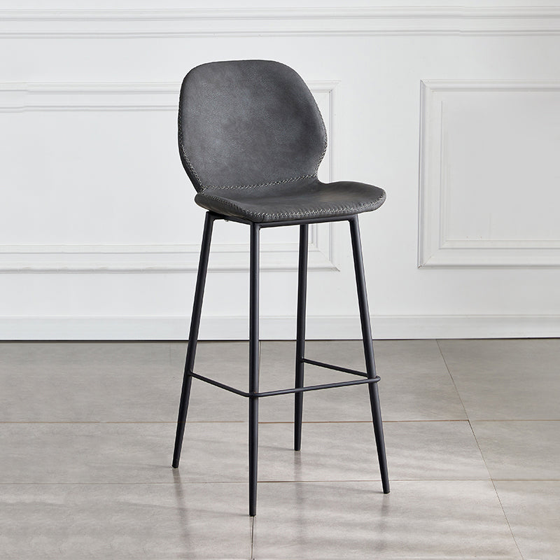 Indoor Modern Leather Bar Stool Low Back Arm-less Counter Stool with Steel Legs Black-Gray Bar Stool(30"H) Clearhalo 'Bar Furniture' 'Bar Stools' 'bar_stools' 'furn' 'furn_bar_stools' 'furniture_bar_stools' 'Kitchen & Dining Furniture' 'kitchen&dining_furn' 'kitchen' 'kitchen_furn' Furniture' 4250751