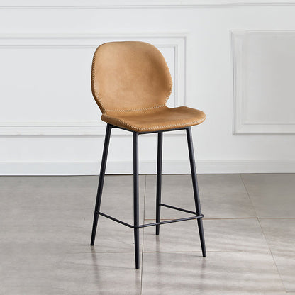 Indoor Modern Leather Bar Stool Low Back Arm-less Counter Stool with Steel Legs Brown Counter Stool(26"H) Clearhalo 'Bar Furniture' 'Bar Stools' 'bar_stools' 'furn' 'furn_bar_stools' 'furniture_bar_stools' 'Kitchen & Dining Furniture' 'kitchen&dining_furn' 'kitchen' 'kitchen_furn' Furniture' 4250753