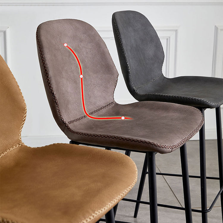 Indoor Modern Leather Bar Stool Low Back Arm-less Counter Stool with Steel Legs Clearhalo 'Bar Furniture' 'Bar Stools' 'bar_stools' 'furn' 'furn_bar_stools' 'furniture_bar_stools' 'Kitchen & Dining Furniture' 'kitchen&dining_furn' 'kitchen' 'kitchen_furn' Furniture' 4250760