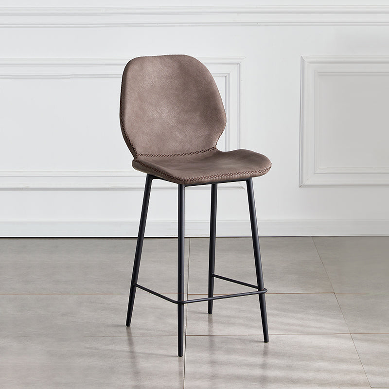 Indoor Modern Leather Bar Stool Low Back Arm-less Counter Stool with Steel Legs Grey Counter Stool(26"H) Clearhalo 'Bar Furniture' 'Bar Stools' 'bar_stools' 'furn' 'furn_bar_stools' 'furniture_bar_stools' 'Kitchen & Dining Furniture' 'kitchen&dining_furn' 'kitchen' 'kitchen_furn' Furniture' 4250764