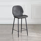 Indoor Modern Leather Bar Stool Low Back Arm-less Counter Stool with Steel Legs Black-Gray Counter Stool(26"H) Clearhalo 'Bar Furniture' 'Bar Stools' 'bar_stools' 'furn' 'furn_bar_stools' 'furniture_bar_stools' 'Kitchen & Dining Furniture' 'kitchen&dining_furn' 'kitchen' 'kitchen_furn' Furniture' 4250767