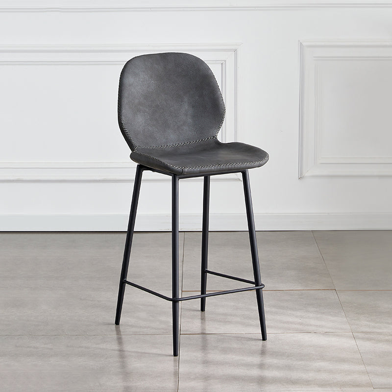 Indoor Modern Leather Bar Stool Low Back Arm-less Counter Stool with Steel Legs Black-Gray Counter Stool(26"H) Clearhalo 'Bar Furniture' 'Bar Stools' 'bar_stools' 'furn' 'furn_bar_stools' 'furniture_bar_stools' 'Kitchen & Dining Furniture' 'kitchen&dining_furn' 'kitchen' 'kitchen_furn' Furniture' 4250767