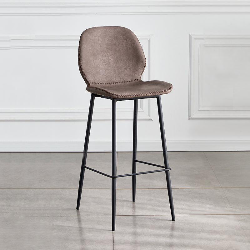 Indoor Modern Leather Bar Stool Low Back Arm-less Counter Stool with Steel Legs Grey Bar Stool(30"H) Clearhalo 'Bar Furniture' 'Bar Stools' 'bar_stools' 'furn' 'furn_bar_stools' 'furniture_bar_stools' 'Kitchen & Dining Furniture' 'kitchen&dining_furn' 'kitchen' 'kitchen_furn' Furniture' 4250771