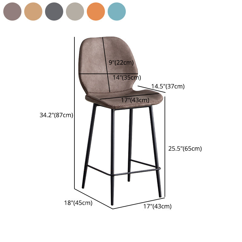 Indoor Modern Leather Bar Stool Low Back Arm-less Counter Stool with Steel Legs Clearhalo 'Bar Furniture' 'Bar Stools' 'bar_stools' 'furn' 'furn_bar_stools' 'furniture_bar_stools' 'Kitchen & Dining Furniture' 'kitchen&dining_furn' 'kitchen' 'kitchen_furn' Furniture' 4250774