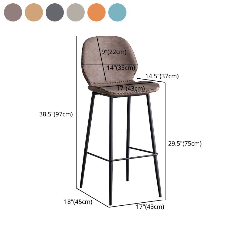 Indoor Modern Leather Bar Stool Low Back Arm-less Counter Stool with Steel Legs Clearhalo 'Bar Furniture' 'Bar Stools' 'bar_stools' 'furn' 'furn_bar_stools' 'furniture_bar_stools' 'Kitchen & Dining Furniture' 'kitchen&dining_furn' 'kitchen' 'kitchen_furn' Furniture' 4250775