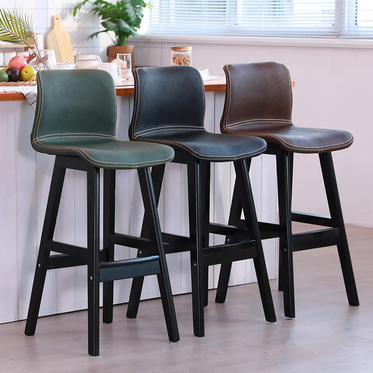 Coffee Shop Leather Bar Stool Footrest Low Back Counter Stool with Wood Legs Clearhalo 'Bar Furniture' 'Bar Stools' 'bar_stools' 'furn' 'furn_bar_stools' 'furniture_bar_stools' 'Kitchen & Dining Furniture' 'kitchen&dining_furn' 'kitchen' 'kitchen_furn' Furniture' 4250776