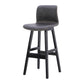 Coffee Shop Leather Bar Stool Footrest Low Back Counter Stool with Wood Legs Grey Black 1 Piece Clearhalo 'Bar Furniture' 'Bar Stools' 'bar_stools' 'furn' 'furn_bar_stools' 'furniture_bar_stools' 'Kitchen & Dining Furniture' 'kitchen&dining_furn' 'kitchen' 'kitchen_furn' Furniture' 4250777