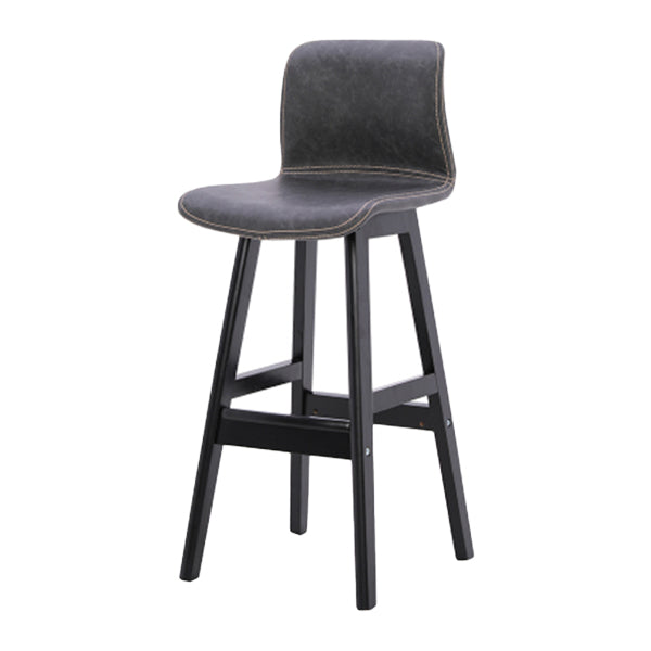 Coffee Shop Leather Bar Stool Footrest Low Back Counter Stool with Wood Legs Grey Black 1 Piece Clearhalo 'Bar Furniture' 'Bar Stools' 'bar_stools' 'furn' 'furn_bar_stools' 'furniture_bar_stools' 'Kitchen & Dining Furniture' 'kitchen&dining_furn' 'kitchen' 'kitchen_furn' Furniture' 4250777