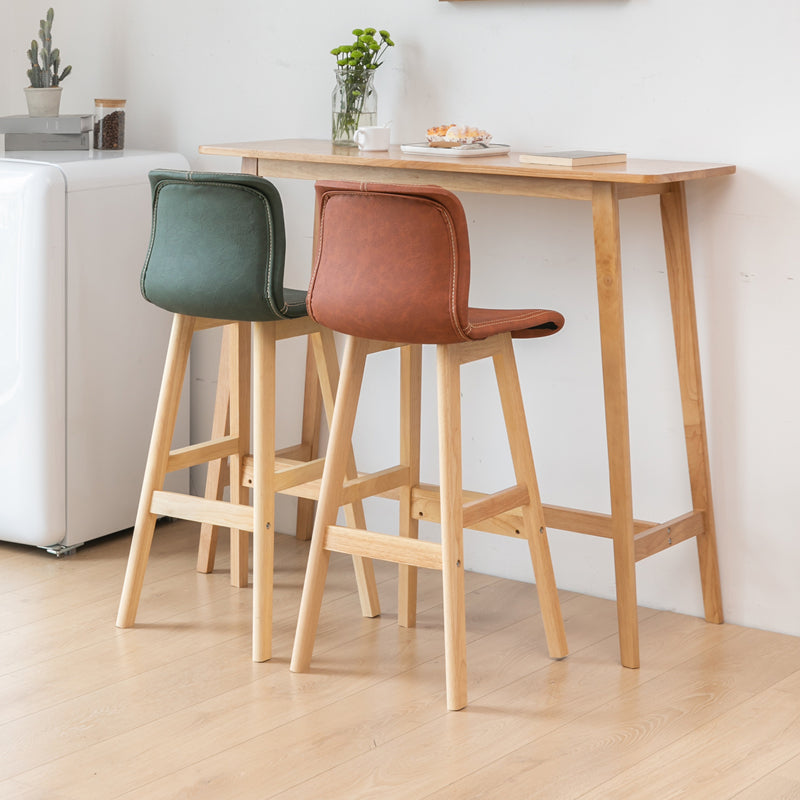 Coffee Shop Leather Bar Stool Footrest Low Back Counter Stool with Wood Legs Clearhalo 'Bar Furniture' 'Bar Stools' 'bar_stools' 'furn' 'furn_bar_stools' 'furniture_bar_stools' 'Kitchen & Dining Furniture' 'kitchen&dining_furn' 'kitchen' 'kitchen_furn' Furniture' 4250779