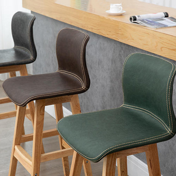 Coffee Shop Leather Bar Stool Footrest Low Back Counter Stool with Wood Legs Clearhalo 'Bar Furniture' 'Bar Stools' 'bar_stools' 'furn' 'furn_bar_stools' 'furniture_bar_stools' 'Kitchen & Dining Furniture' 'kitchen&dining_furn' 'kitchen' 'kitchen_furn' Furniture' 4250781