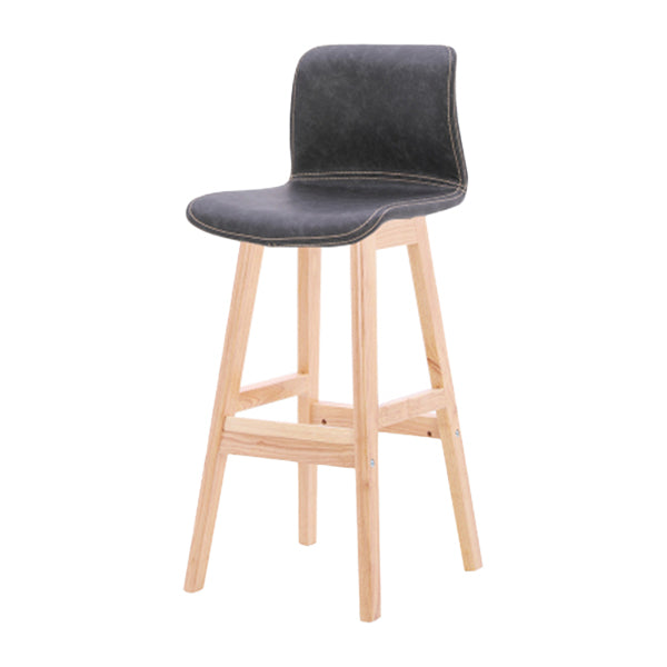 Coffee Shop Leather Bar Stool Footrest Low Back Counter Stool with Wood Legs Grey Natural 1 Piece Clearhalo 'Bar Furniture' 'Bar Stools' 'bar_stools' 'furn' 'furn_bar_stools' 'furniture_bar_stools' 'Kitchen & Dining Furniture' 'kitchen&dining_furn' 'kitchen' 'kitchen_furn' Furniture' 4250782