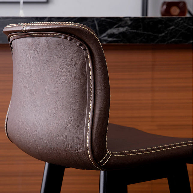 Coffee Shop Leather Bar Stool Footrest Low Back Counter Stool with Wood Legs Clearhalo 'Bar Furniture' 'Bar Stools' 'bar_stools' 'furn' 'furn_bar_stools' 'furniture_bar_stools' 'Kitchen & Dining Furniture' 'kitchen&dining_furn' 'kitchen' 'kitchen_furn' Furniture' 4250783