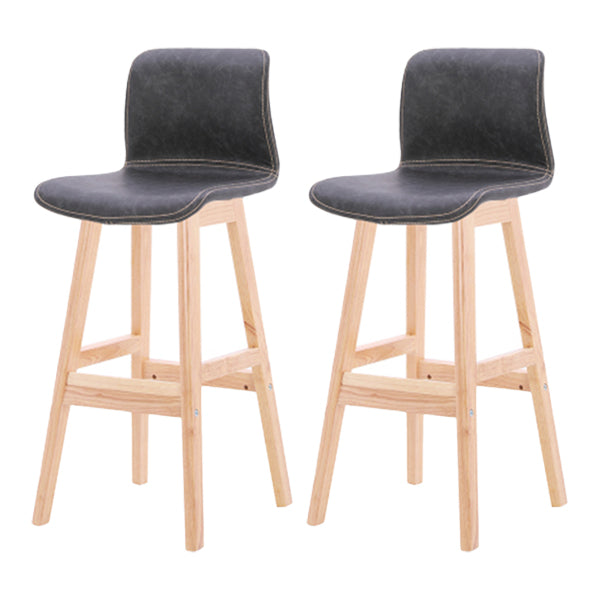 Coffee Shop Leather Bar Stool Footrest Low Back Counter Stool with Wood Legs Grey Natural 2 Piece Set Clearhalo 'Bar Furniture' 'Bar Stools' 'bar_stools' 'furn' 'furn_bar_stools' 'furniture_bar_stools' 'Kitchen & Dining Furniture' 'kitchen&dining_furn' 'kitchen' 'kitchen_furn' Furniture' 4250784