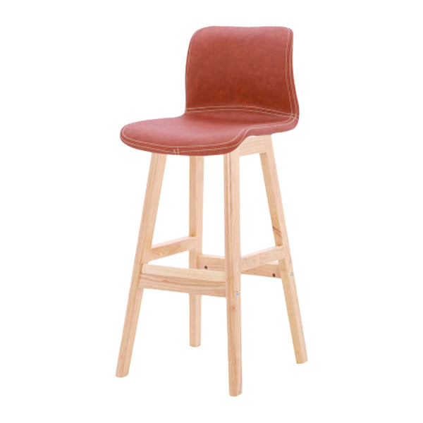 Coffee Shop Leather Bar Stool Footrest Low Back Counter Stool with Wood Legs Light Brown Natural 1 Piece Clearhalo 'Bar Furniture' 'Bar Stools' 'bar_stools' 'furn' 'furn_bar_stools' 'furniture_bar_stools' 'Kitchen & Dining Furniture' 'kitchen&dining_furn' 'kitchen' 'kitchen_furn' Furniture' 4250785