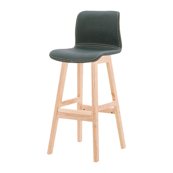 Coffee Shop Leather Bar Stool Footrest Low Back Counter Stool with Wood Legs Blackish Green Natural 1 Piece Clearhalo 'Bar Furniture' 'Bar Stools' 'bar_stools' 'furn' 'furn_bar_stools' 'furniture_bar_stools' 'Kitchen & Dining Furniture' 'kitchen&dining_furn' 'kitchen' 'kitchen_furn' Furniture' 4250789