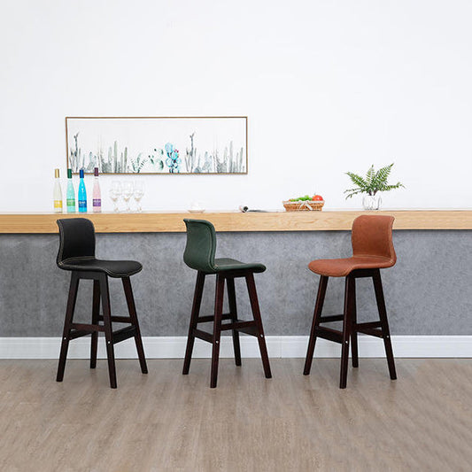 Coffee Shop Leather Bar Stool Footrest Low Back Counter Stool with Wood Legs Clearhalo 'Bar Furniture' 'Bar Stools' 'bar_stools' 'furn' 'furn_bar_stools' 'furniture_bar_stools' 'Kitchen & Dining Furniture' 'kitchen&dining_furn' 'kitchen' 'kitchen_furn' Furniture' 4250790