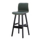 Coffee Shop Leather Bar Stool Footrest Low Back Counter Stool with Wood Legs Blackish Green Black 1 Piece Clearhalo 'Bar Furniture' 'Bar Stools' 'bar_stools' 'furn' 'furn_bar_stools' 'furniture_bar_stools' 'Kitchen & Dining Furniture' 'kitchen&dining_furn' 'kitchen' 'kitchen_furn' Furniture' 4250793