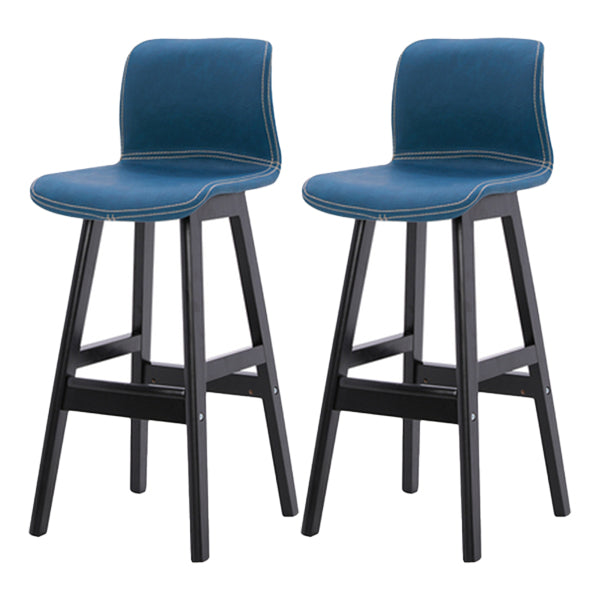 Coffee Shop Leather Bar Stool Footrest Low Back Counter Stool with Wood Legs Royal Blue Black 2 Piece Set Clearhalo 'Bar Furniture' 'Bar Stools' 'bar_stools' 'furn' 'furn_bar_stools' 'furniture_bar_stools' 'Kitchen & Dining Furniture' 'kitchen&dining_furn' 'kitchen' 'kitchen_furn' Furniture' 4250797