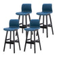 Coffee Shop Leather Bar Stool Footrest Low Back Counter Stool with Wood Legs Royal Blue Black 4 Piece Set Clearhalo 'Bar Furniture' 'Bar Stools' 'bar_stools' 'furn' 'furn_bar_stools' 'furniture_bar_stools' 'Kitchen & Dining Furniture' 'kitchen&dining_furn' 'kitchen' 'kitchen_furn' Furniture' 4250798