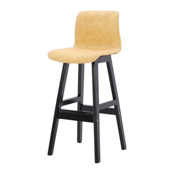 Coffee Shop Leather Bar Stool Footrest Low Back Counter Stool with Wood Legs Yellow Black 1 Piece Clearhalo 'Bar Furniture' 'Bar Stools' 'bar_stools' 'furn' 'furn_bar_stools' 'furniture_bar_stools' 'Kitchen & Dining Furniture' 'kitchen&dining_furn' 'kitchen' 'kitchen_furn' Furniture' 4250802