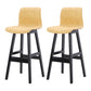 Coffee Shop Leather Bar Stool Footrest Low Back Counter Stool with Wood Legs Yellow Black 2 Piece Set Clearhalo 'Bar Furniture' 'Bar Stools' 'bar_stools' 'furn' 'furn_bar_stools' 'furniture_bar_stools' 'Kitchen & Dining Furniture' 'kitchen&dining_furn' 'kitchen' 'kitchen_furn' Furniture' 4250803