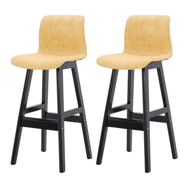 Coffee Shop Leather Bar Stool Footrest Low Back Counter Stool with Wood Legs Yellow Black 2 Piece Set Clearhalo 'Bar Furniture' 'Bar Stools' 'bar_stools' 'furn' 'furn_bar_stools' 'furniture_bar_stools' 'Kitchen & Dining Furniture' 'kitchen&dining_furn' 'kitchen' 'kitchen_furn' Furniture' 4250803