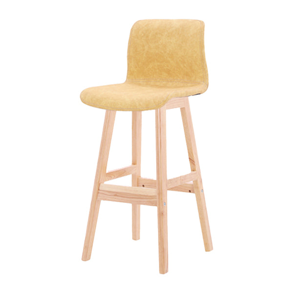 Coffee Shop Leather Bar Stool Footrest Low Back Counter Stool with Wood Legs Yellow Natural 1 Piece Clearhalo 'Bar Furniture' 'Bar Stools' 'bar_stools' 'furn' 'furn_bar_stools' 'furniture_bar_stools' 'Kitchen & Dining Furniture' 'kitchen&dining_furn' 'kitchen' 'kitchen_furn' Furniture' 4250805