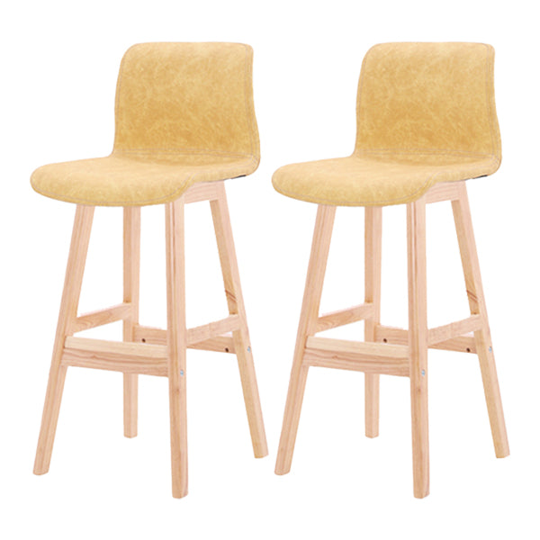 Coffee Shop Leather Bar Stool Footrest Low Back Counter Stool with Wood Legs Yellow Natural 2 Piece Set Clearhalo 'Bar Furniture' 'Bar Stools' 'bar_stools' 'furn' 'furn_bar_stools' 'furniture_bar_stools' 'Kitchen & Dining Furniture' 'kitchen&dining_furn' 'kitchen' 'kitchen_furn' Furniture' 4250806