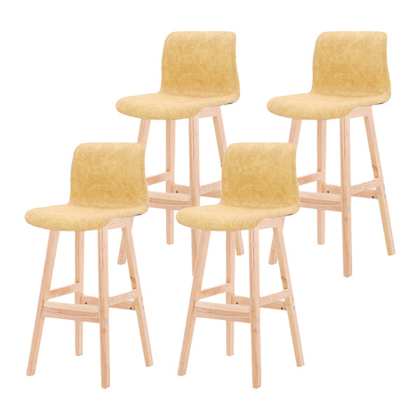 Coffee Shop Leather Bar Stool Footrest Low Back Counter Stool with Wood Legs Yellow Natural 4 Piece Set Clearhalo 'Bar Furniture' 'Bar Stools' 'bar_stools' 'furn' 'furn_bar_stools' 'furniture_bar_stools' 'Kitchen & Dining Furniture' 'kitchen&dining_furn' 'kitchen' 'kitchen_furn' Furniture' 4250807