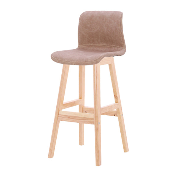 Coffee Shop Leather Bar Stool Footrest Low Back Counter Stool with Wood Legs Khaki Natural 1 Piece Clearhalo 'Bar Furniture' 'Bar Stools' 'bar_stools' 'furn' 'furn_bar_stools' 'furniture_bar_stools' 'Kitchen & Dining Furniture' 'kitchen&dining_furn' 'kitchen' 'kitchen_furn' Furniture' 4250811