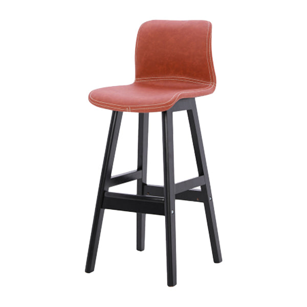 Coffee Shop Leather Bar Stool Footrest Low Back Counter Stool with Wood Legs Light Brown Black 1 Piece Clearhalo 'Bar Furniture' 'Bar Stools' 'bar_stools' 'furn' 'furn_bar_stools' 'furniture_bar_stools' 'Kitchen & Dining Furniture' 'kitchen&dining_furn' 'kitchen' 'kitchen_furn' Furniture' 4250814
