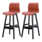 Coffee Shop Leather Bar Stool Footrest Low Back Counter Stool with Wood Legs Light Brown Black 2 Piece Set Clearhalo 'Bar Furniture' 'Bar Stools' 'bar_stools' 'furn' 'furn_bar_stools' 'furniture_bar_stools' 'Kitchen & Dining Furniture' 'kitchen&dining_furn' 'kitchen' 'kitchen_furn' Furniture' 4250815
