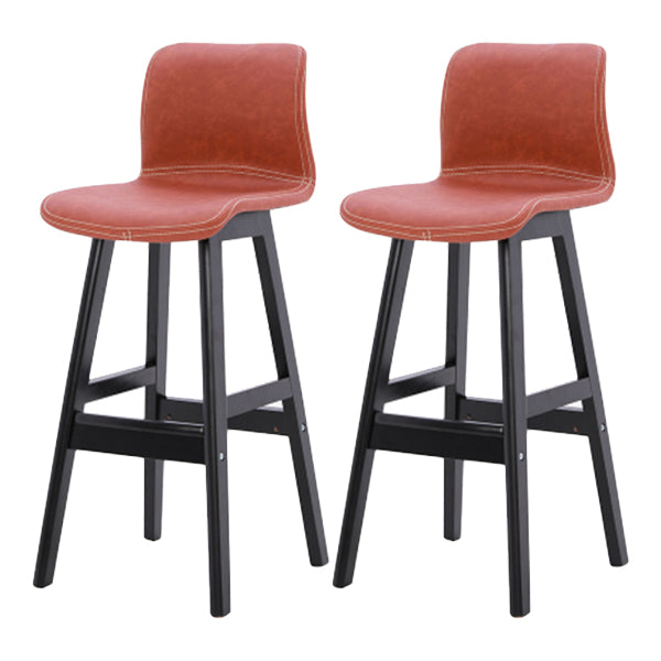 Coffee Shop Leather Bar Stool Footrest Low Back Counter Stool with Wood Legs Light Brown Black 2 Piece Set Clearhalo 'Bar Furniture' 'Bar Stools' 'bar_stools' 'furn' 'furn_bar_stools' 'furniture_bar_stools' 'Kitchen & Dining Furniture' 'kitchen&dining_furn' 'kitchen' 'kitchen_furn' Furniture' 4250815