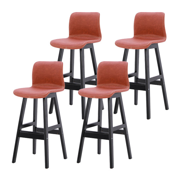 Coffee Shop Leather Bar Stool Footrest Low Back Counter Stool with Wood Legs Light Brown Black 4 Piece Set Clearhalo 'Bar Furniture' 'Bar Stools' 'bar_stools' 'furn' 'furn_bar_stools' 'furniture_bar_stools' 'Kitchen & Dining Furniture' 'kitchen&dining_furn' 'kitchen' 'kitchen_furn' Furniture' 4250816