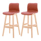 Coffee Shop Leather Bar Stool Footrest Low Back Counter Stool with Wood Legs Light Brown Natural 2 Piece Set Clearhalo 'Bar Furniture' 'Bar Stools' 'bar_stools' 'furn' 'furn_bar_stools' 'furniture_bar_stools' 'Kitchen & Dining Furniture' 'kitchen&dining_furn' 'kitchen' 'kitchen_furn' Furniture' 4250817