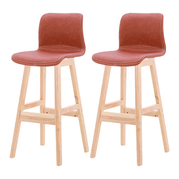 Coffee Shop Leather Bar Stool Footrest Low Back Counter Stool with Wood Legs Light Brown Natural 2 Piece Set Clearhalo 'Bar Furniture' 'Bar Stools' 'bar_stools' 'furn' 'furn_bar_stools' 'furniture_bar_stools' 'Kitchen & Dining Furniture' 'kitchen&dining_furn' 'kitchen' 'kitchen_furn' Furniture' 4250817