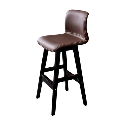 Coffee Shop Leather Bar Stool Footrest Low Back Counter Stool with Wood Legs Coffee Black 1 Piece Clearhalo 'Bar Furniture' 'Bar Stools' 'bar_stools' 'furn' 'furn_bar_stools' 'furniture_bar_stools' 'Kitchen & Dining Furniture' 'kitchen&dining_furn' 'kitchen' 'kitchen_furn' Furniture' 4250819