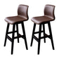 Coffee Shop Leather Bar Stool Footrest Low Back Counter Stool with Wood Legs Coffee Black 2 Piece Set Clearhalo 'Bar Furniture' 'Bar Stools' 'bar_stools' 'furn' 'furn_bar_stools' 'furniture_bar_stools' 'Kitchen & Dining Furniture' 'kitchen&dining_furn' 'kitchen' 'kitchen_furn' Furniture' 4250820